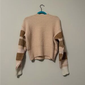 Topshop Women’s Cream & Brown Striped Cozy Knit Sweater
